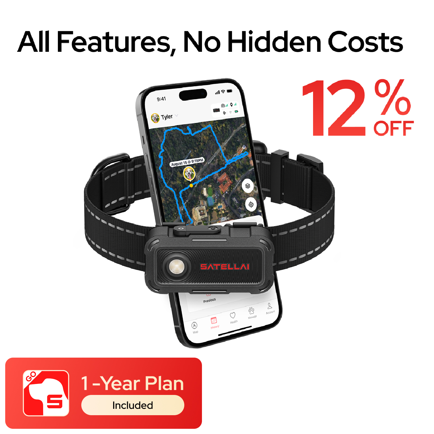 PetVora Collar Air + Plan Bundle Smart GPS Dog Collar with Live Tracking & Health Monitoring