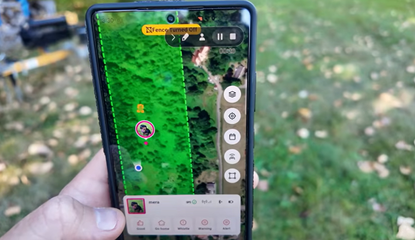 PETVORA GPS dog collar app showing virtual fence location on phone