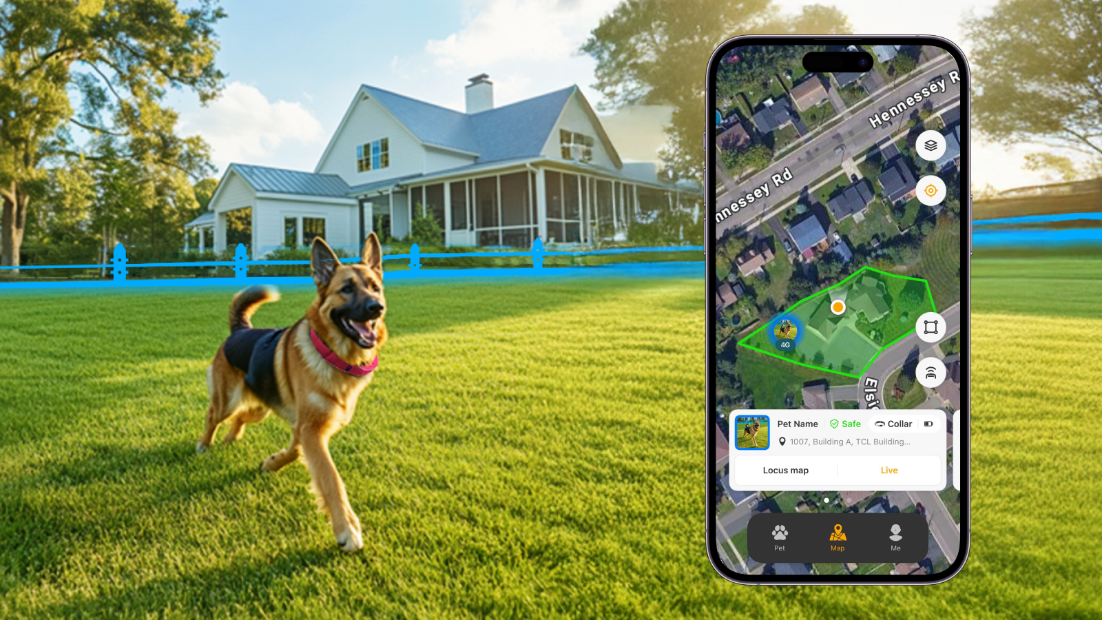 virtual fence for dogs with GPS boundary on phone