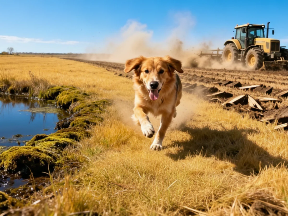 Dog roaming in nature
